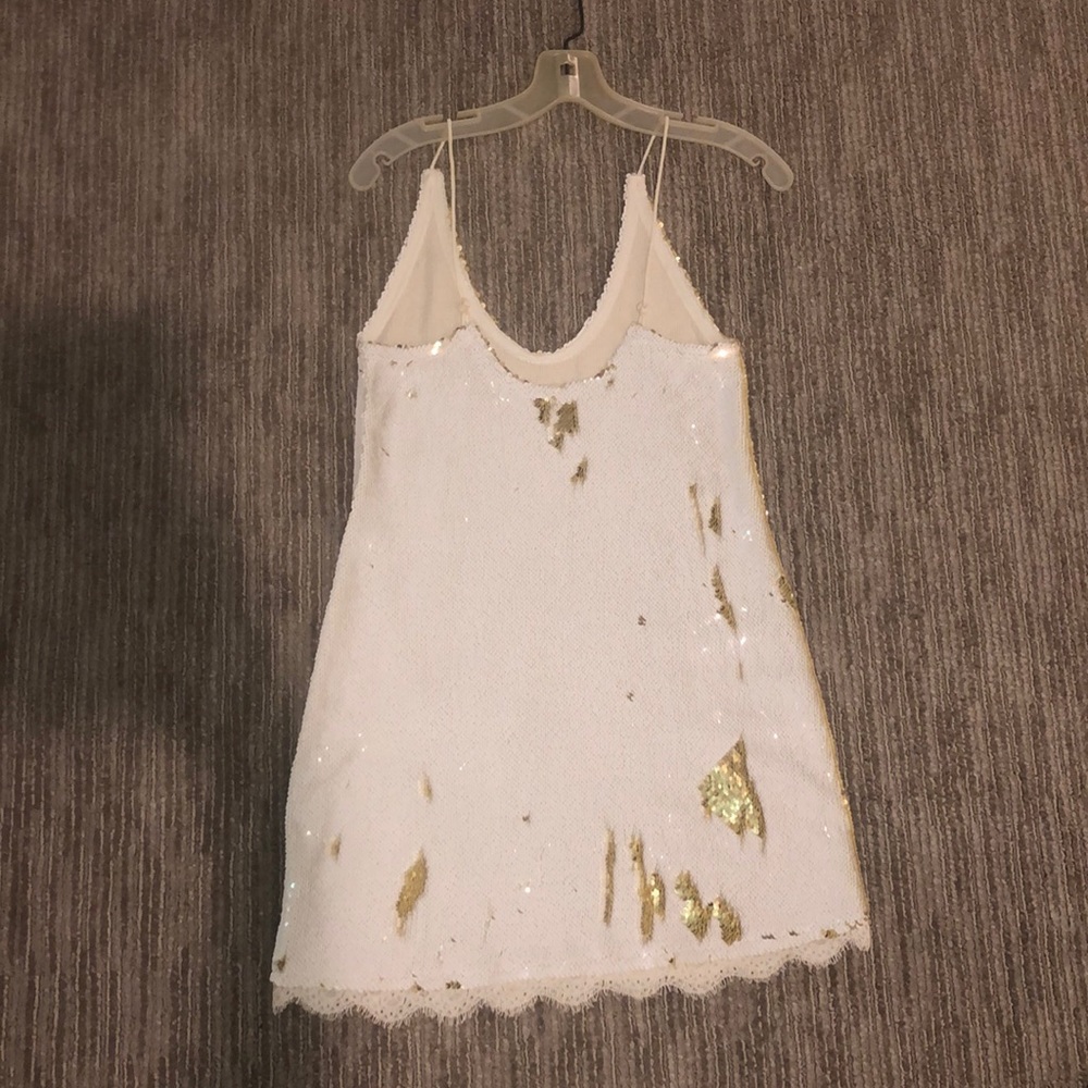 Free People White Gold Ivory Sequin Dress - Picture 4 of 6